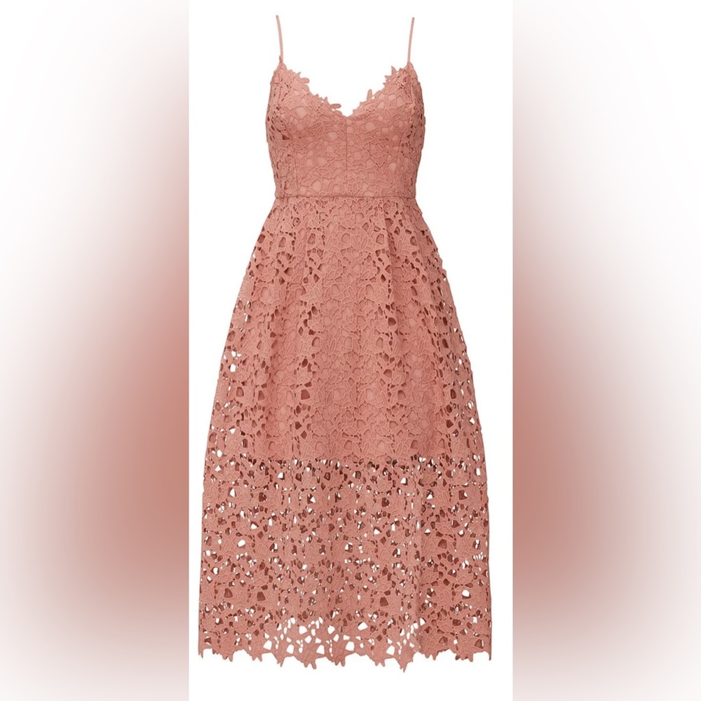 Astr Pink Lace Midi Dress with Spaghetti Straps - Picture 5 of 8